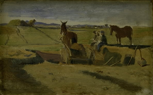 Ploughing the Land (study), vintage artwork by Johan Thomas Lundby e, A3 (16x12") Poster Print