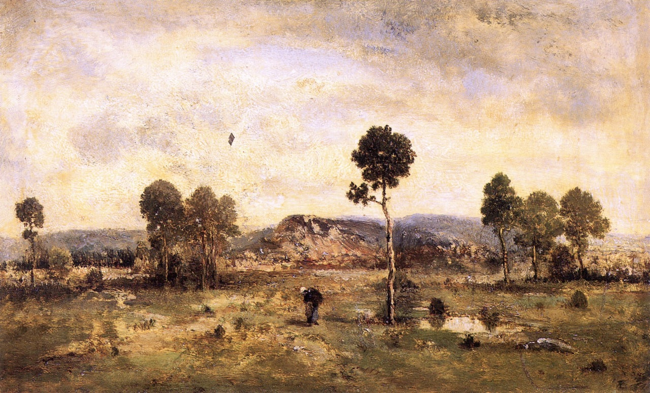 Landscape with Pine Tree, vintage artwork by Narcisse Dìaz de la Peña, A3 (16x12") Poster Print