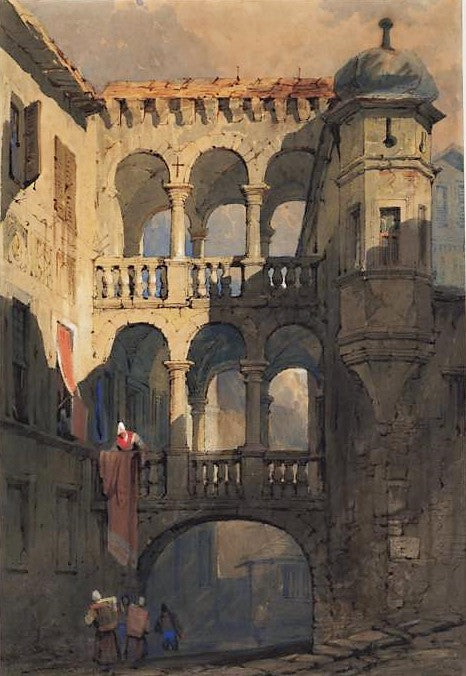 Brig, Switzerland, vintage artwork by Samuel Prout, 12x8" (A4) Poster