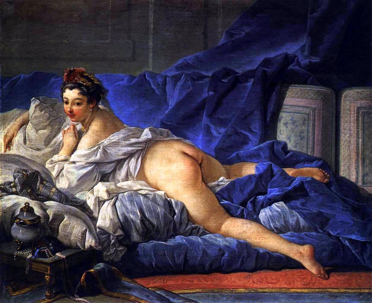 The Brown Odalisque (Louvre version), vintage artwork by François Boucher, 12x8" (A4) Poster