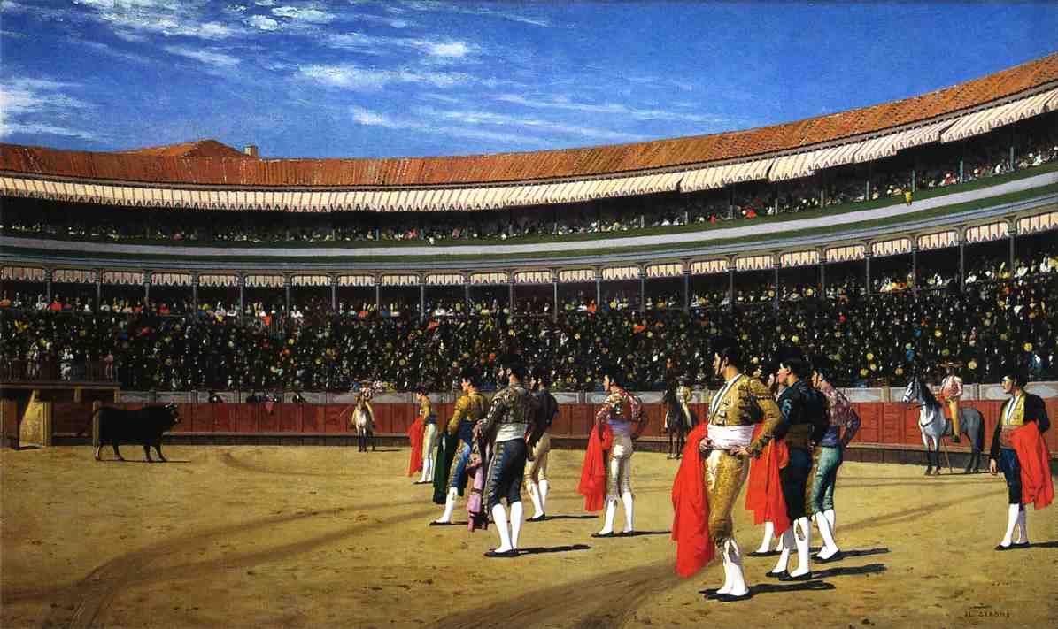 The Entrance of the Bull, vintage artwork by Jean-Leon Gerôme, 12x8" (A4) Poster