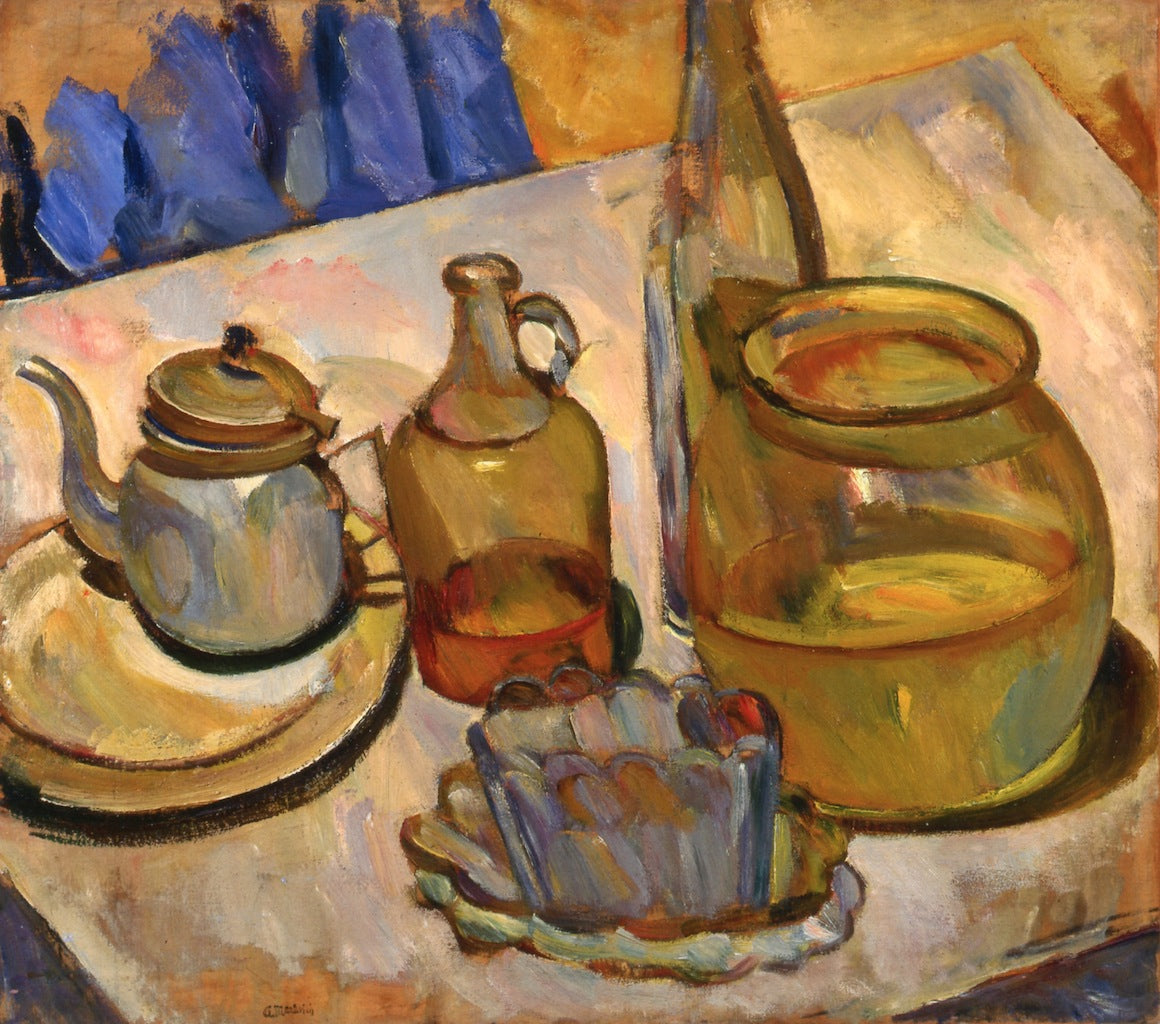 Still Life, Bowl, Teapot, vintage artwork by Abraham A. Manievich, 12x8" (A4) Poster