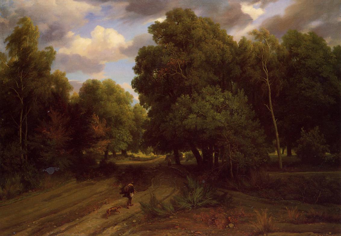 The Crossroads at the Eagle's Nest, Fontainebleau Forest, vintage artwork by Charles-François Daubigny, A3 (16x12") Poster Print