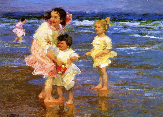 Cold Feet, vintage artwork by Edward Henry Potthast, 12x8" (A4) Poster