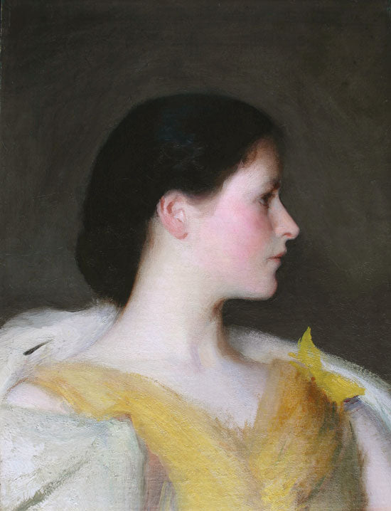 Girl's Head (Lydia Hatch), vintage artwork by Edmund Tarbell, 12x8" (A4) Poster