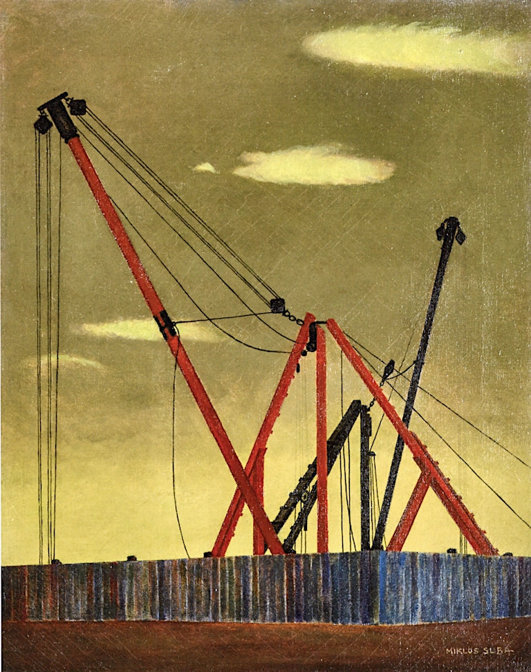 Derricks, vintage artwork by Miklos Suba, 12x8" (A4) Poster
