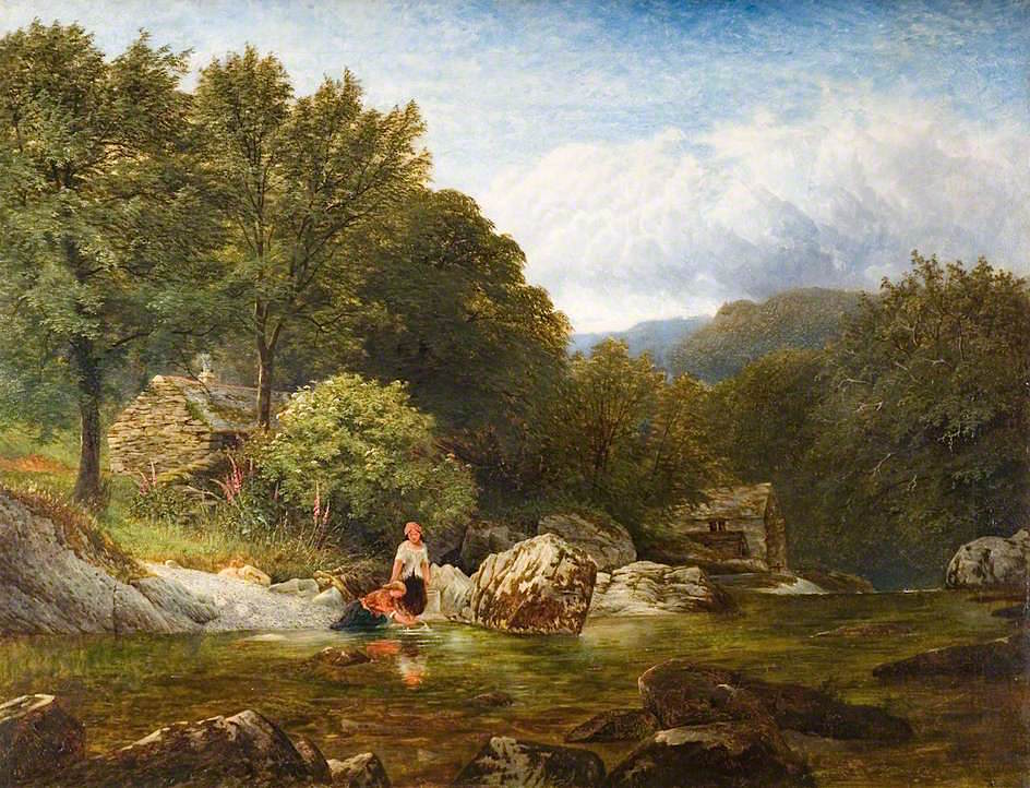 On the River Lledr, vintage artwork by George Vicat Cole, 12x8" (A4) Poster