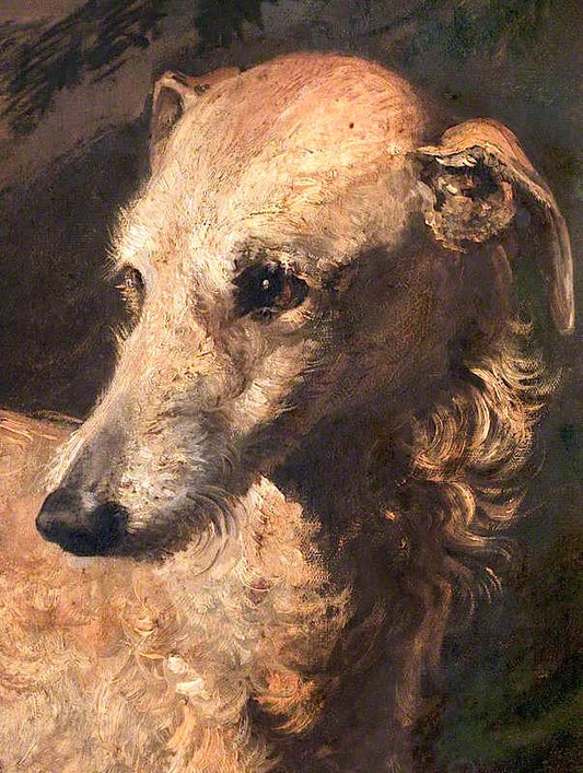 Head of 'Driver', a Deerhound Owned by  the 5th Duke of Gordon, vintage artwork by Sir Edwin Landseer, A3 (16x12") Poster Print