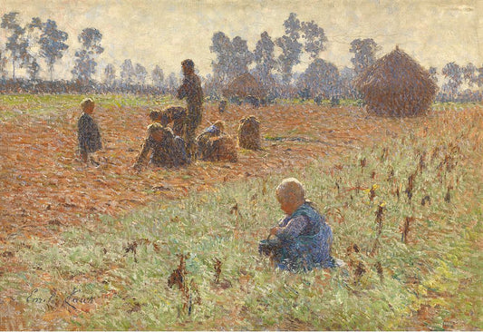 Gathering Corn, vintage artwork by Emile Claus, 12x8" (A4) Poster