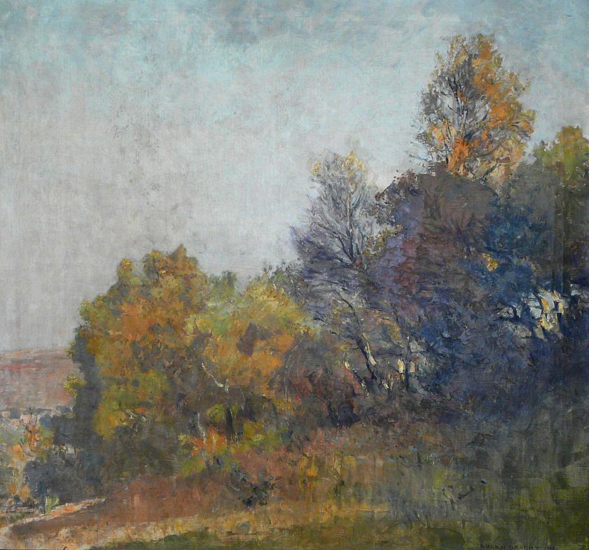 Birch Slope in Autumn Fragrance (Birkenhang im Herbstduft), vintage artwork by Eugen Felix Prosper Bracht, 12x8" (A4) Poster