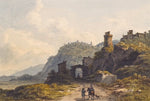 Sermoneta; a Traveller on Horseback with a Figure and Dog, vintage artwork by John Warwick Smith, 12x8" (A4) Poster