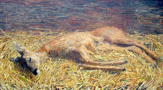Capriolo morto, vintage artwork by Giovanni Segantini, 12x8" (A4) Poster