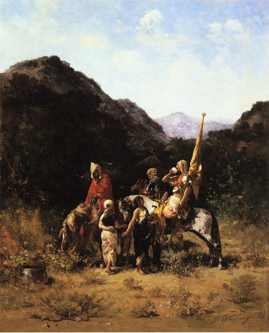 Riders in the Mountain, vintage artwork by Georges Washington, 12x8" (A4) Poster