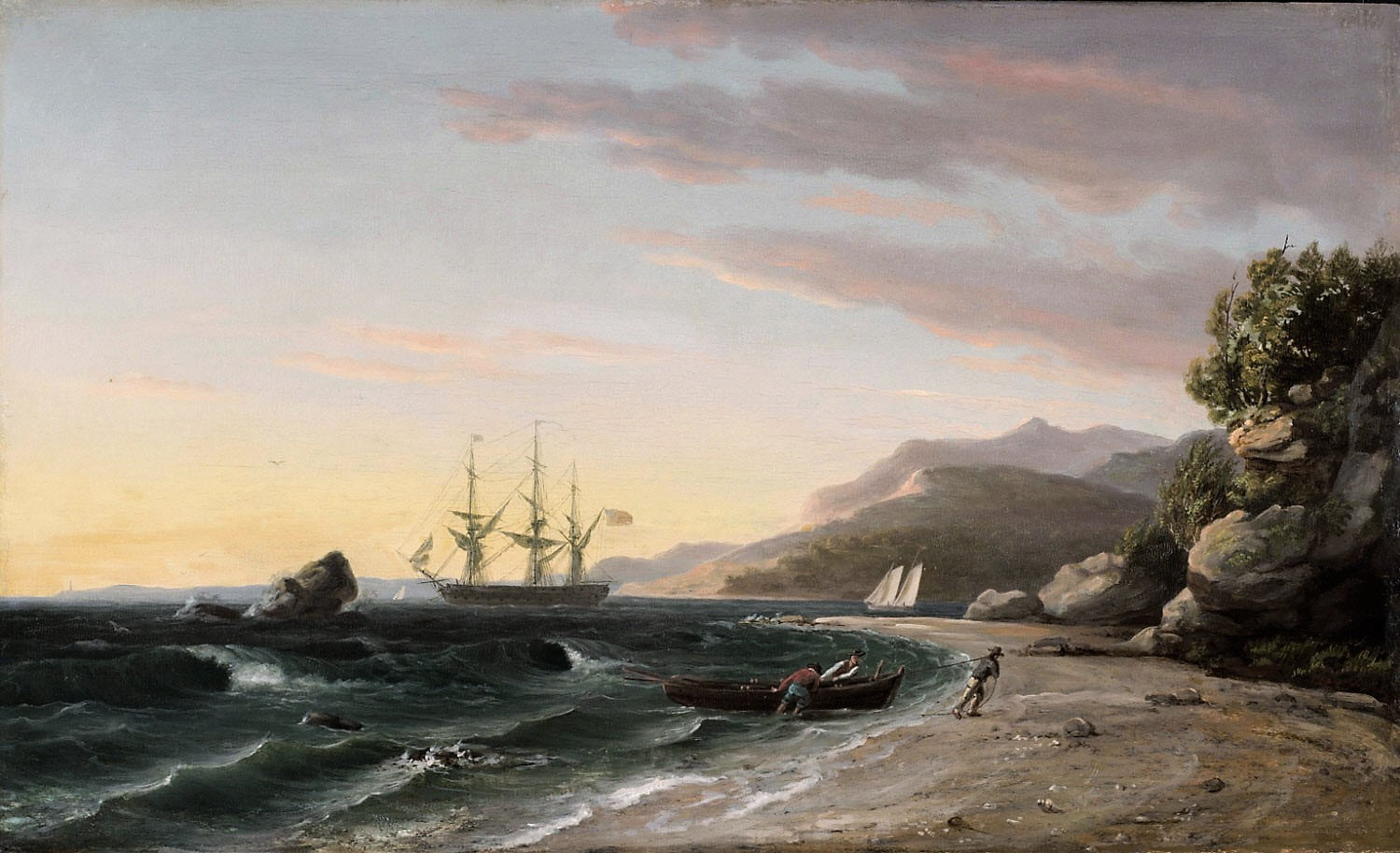 The USS Pennsylvania off Mount Desert Island, Maine, vintage artwork by Thomas Birch, 12x8" (A4) Poster