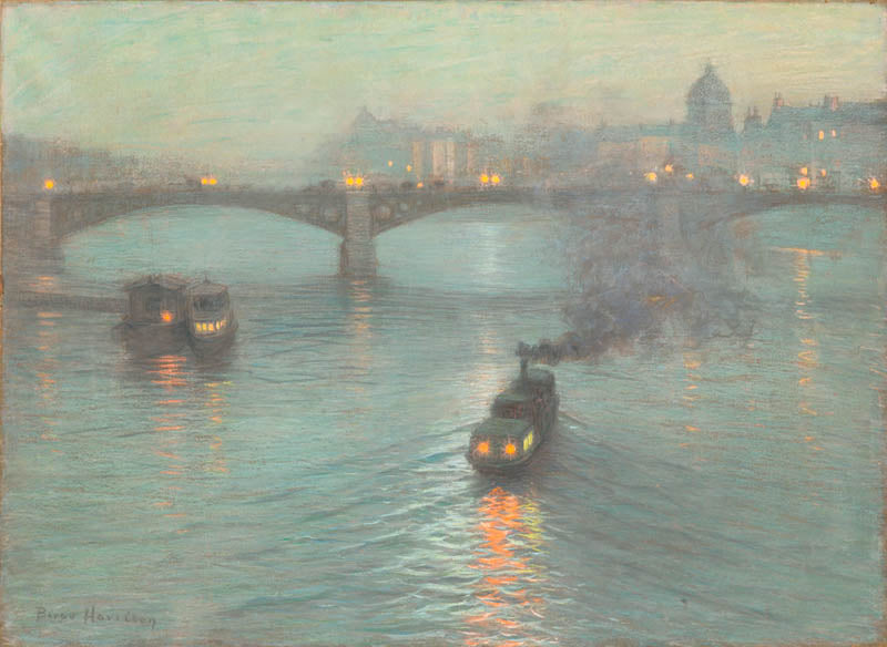 Evening on the Seine, vintage artwork by Lowell Birge Harrison, 12x8" (A4) Poster