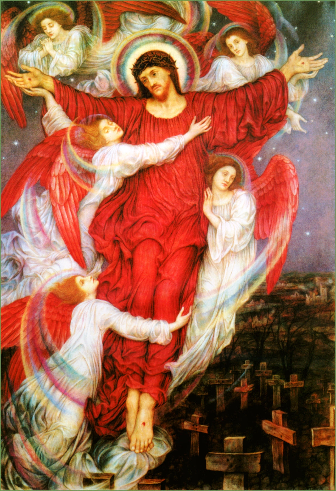 The Red Cross, vintage artwork by Evelyn de Morgan, 12x8" (A4) Poster