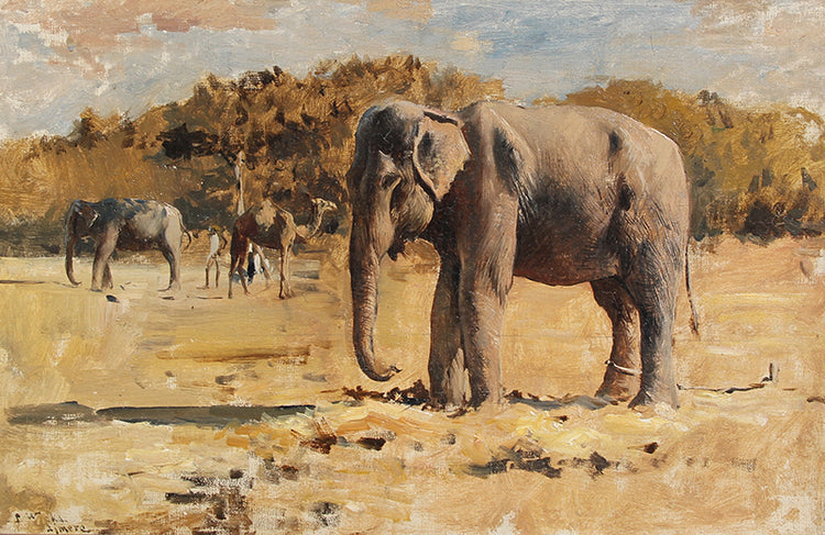 Elephants of Bekanir, vintage artwork by Edwin Lord Weeks, 12x8" (A4) Poster