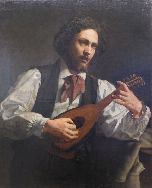 Le mandoliniste, vintage artwork by French School 19th Century - Unknown, A3 (16x12") Poster Print