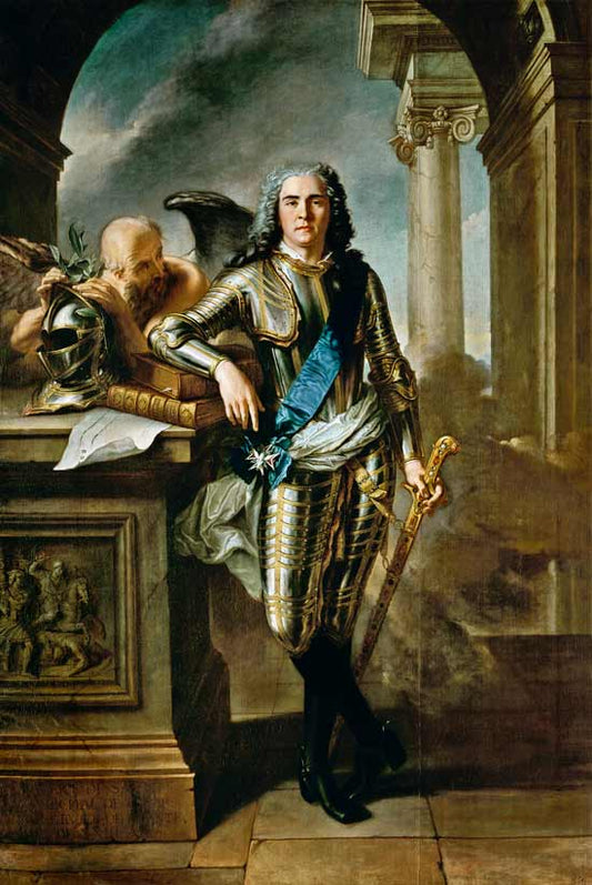 Portrait of Maurice de Saxe, vintage artwork by Jean-Marc Nattier, 12x8" (A4) Poster