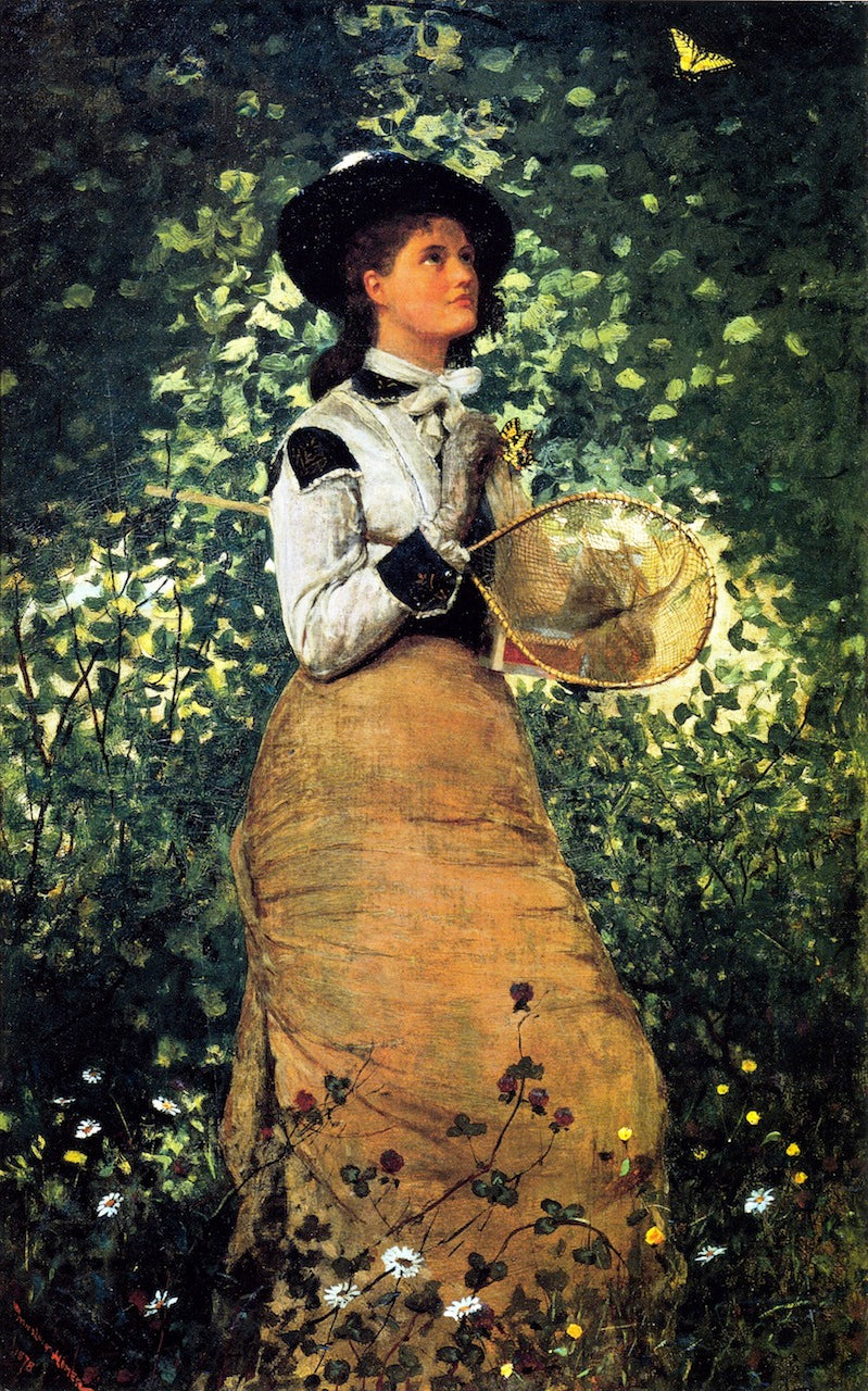 The Butterfly Girl, vintage artwork by Winslow Homer, 12x8" (A4) Poster