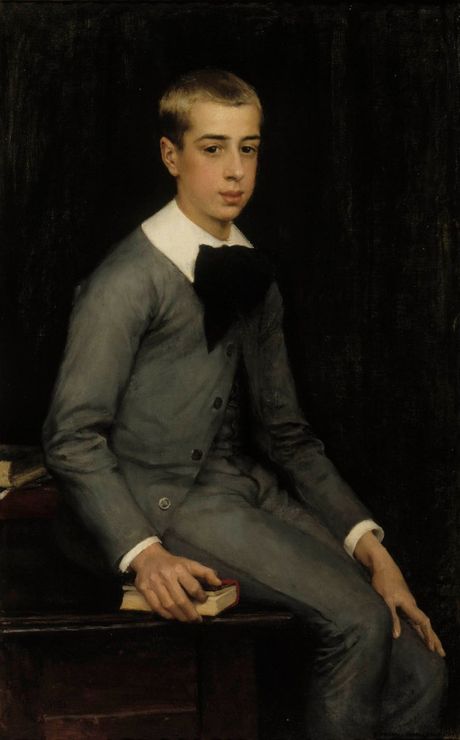 Portrait of Lieutenant Alexandre Weissgerber de Stragewicz as a Child, vintage artwork by Albert Edelfelt, 12x8" (A4) Poster