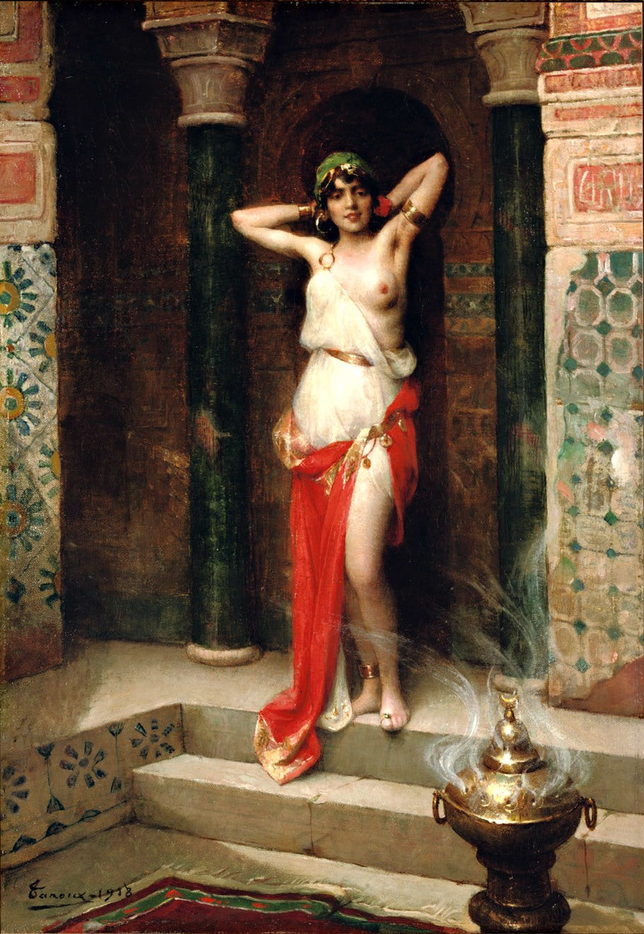 The harem beauty, vintage artwork by Henri Adrien Tanoux, 12x8" (A4) Poster