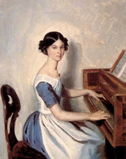 Nadezhda Zhdanovich at the Piano, vintage artwork by Pavel Fedotov, A3 (16x12") Poster Print