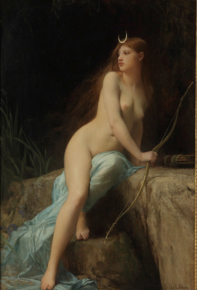 Diana, Chasseresse, vintage artwork by Jules Joseph Lefebvre, 12x8" (A4) Poster