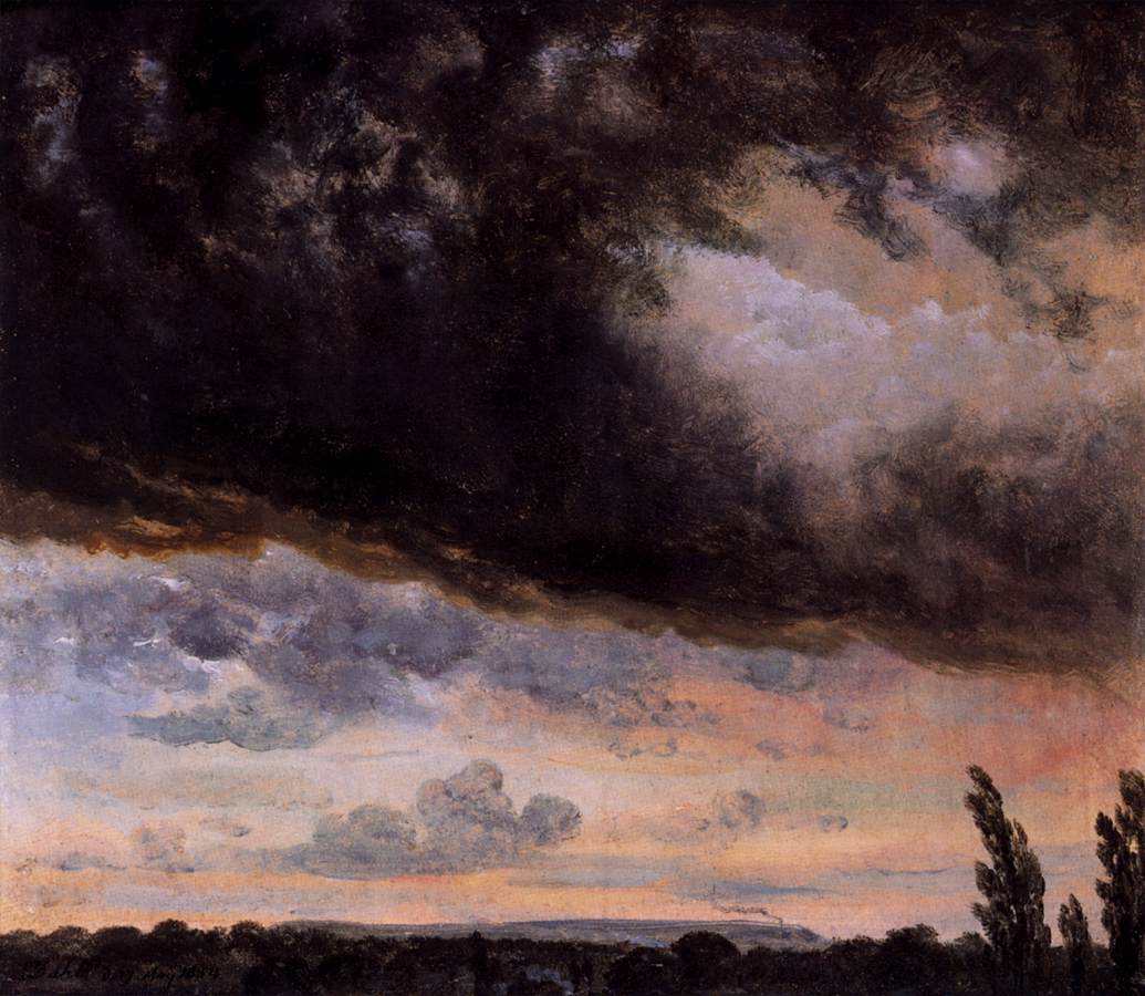 Cloud Study with Horizon, vintage artwork by Johan Christian Claussen Dahl, 12x8" (A4) Poster