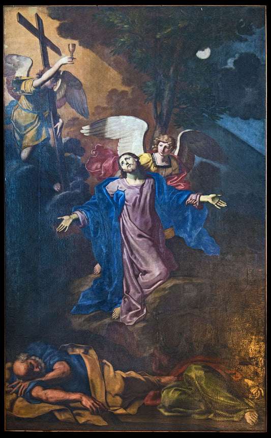Christ in the Garden at Gethsemane, vintage artwork by Michele Desubleo, 12x8" (A4) Poster