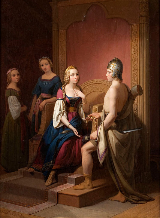 Heimdall Returns Brisingamen to Freyja, vintage artwork by Nils Blommer, A3 (16x12") Poster Print