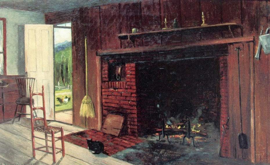 Old Kitchen in Bartlett, NH, vintage artwork by Frank Henry Shapleigh, 12x8" (A4) Poster