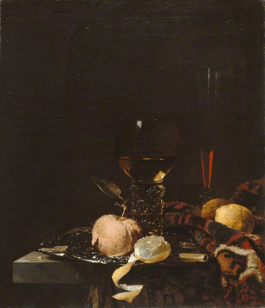 Still Life:  Fruit, Goblet and Salver, vintage artwork by Willem Kalf, 12x8" (A4) Poster