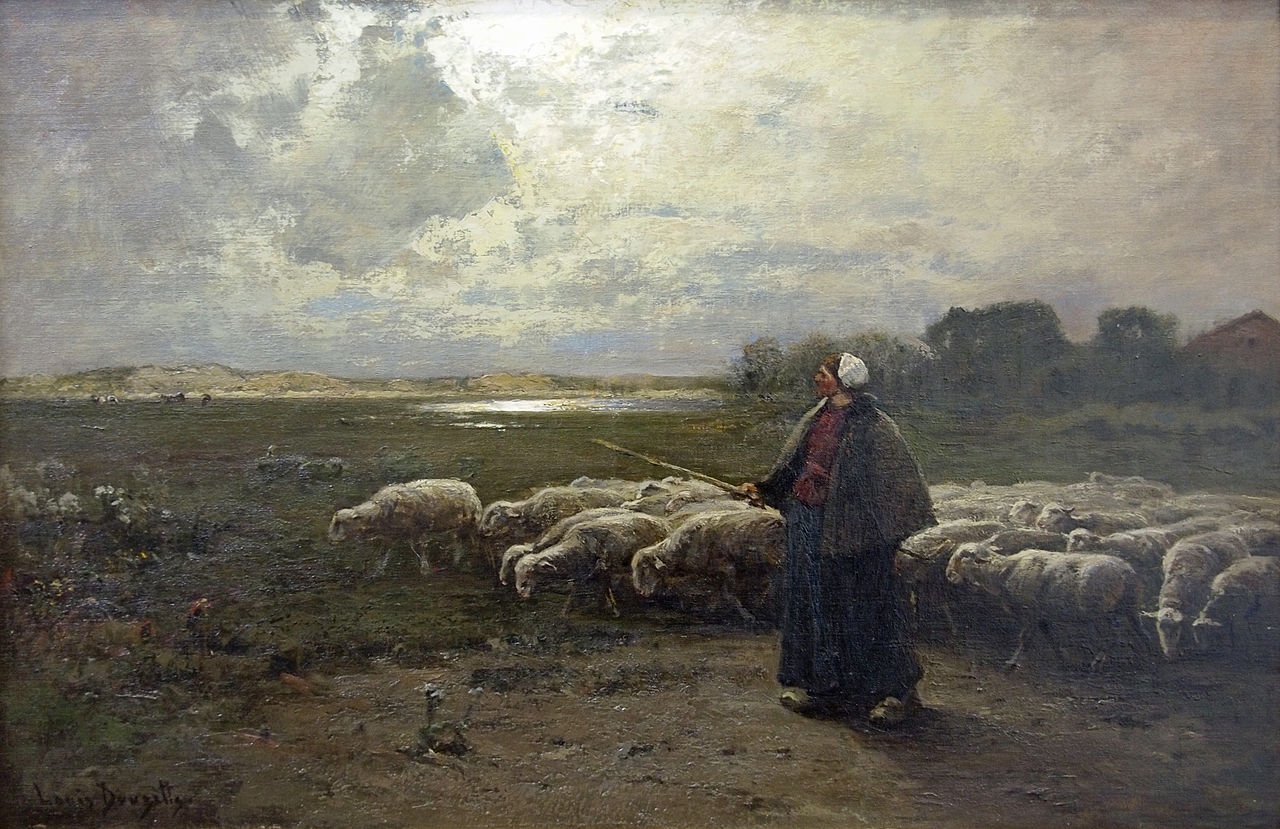 The Shepherd Girl, vintage artwork by Louis Douzette, 12x8" (A4) Poster