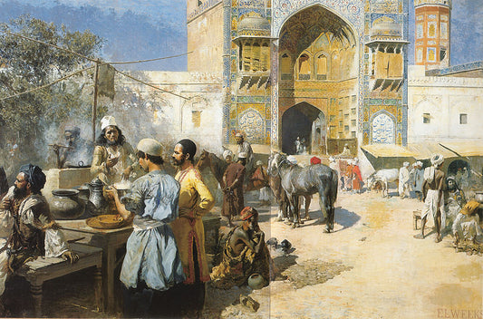 An Open-Air Restaurant, Lahore, vintage artwork by Edwin Lord Weeks, 12x8" (A4) Poster