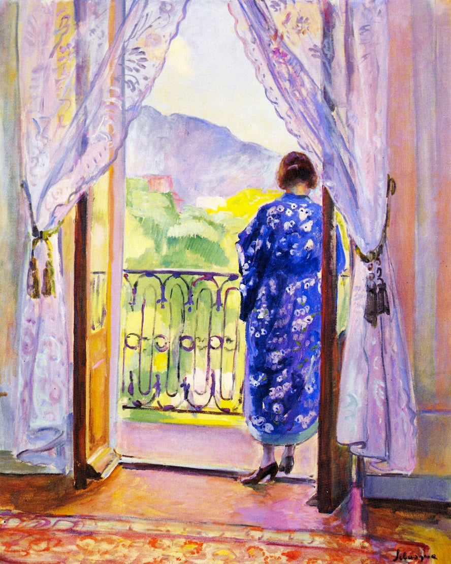 The Blue Robe, vintage artwork by Henri Lebasque, 12x8" (A4) Poster