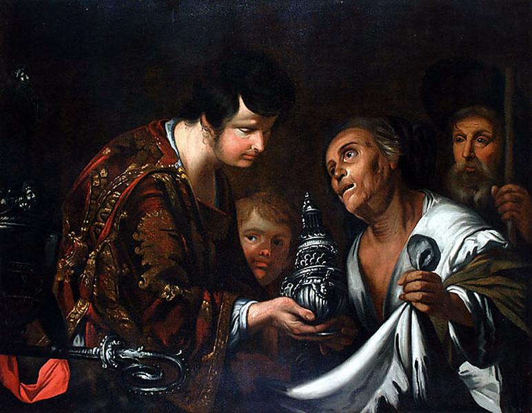 La Charite de Saint Laurent, vintage artwork by Bernardo Strozzi, 12x8" (A4) Poster