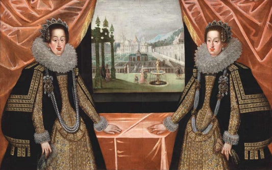 Maria Anna and Cecilia Renata von Habsburg, Daughters of Ferdinand II, vintage artwork by Justus Sustermans, 12x8" (A4) Poster