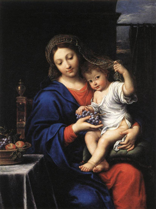 The Virgin of the Grapes, vintage artwork by Pierre Mignard, 12x8" (A4) Poster