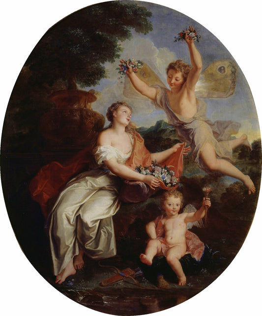 Zephyr and Flora (Versailles version), vintage artwork by Antoine Coypel II, 12x8" (A4) Poster