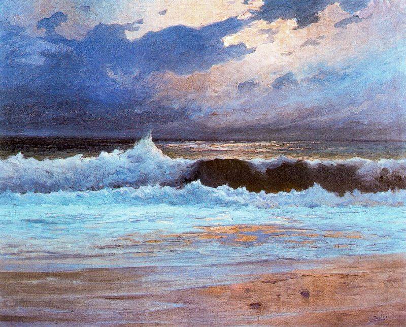 Efecto de luna en el mar by Jose Salis Camino,A3(16x12")Poster