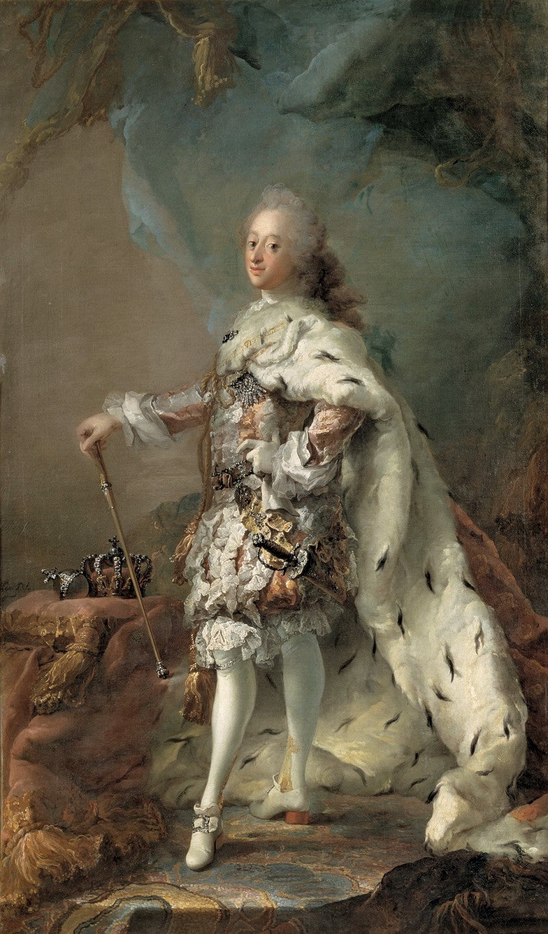 Frederik V in his Anointing Robes, vintage artwork by Carl Gustaf Pilo, 12x8" (A4) Poster
