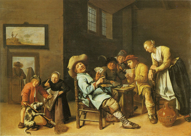 Children Playing Cards, vintage artwork by Jan Miense Molenaer, 12x8" (A4) Poster