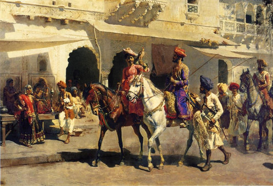 Leaving for the Hunt at Gwalior, vintage artwork by Edwin Lord Weeks, 12x8" (A4) Poster