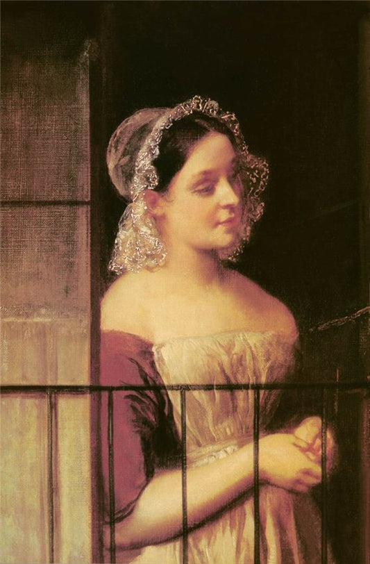 Woman Standing at a Window, vintage artwork by Károly Brocky, A3 (16x12") Poster Print