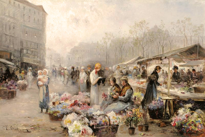 Flower Market in Nice by Emil Barbarini,A3(16x12")Poster