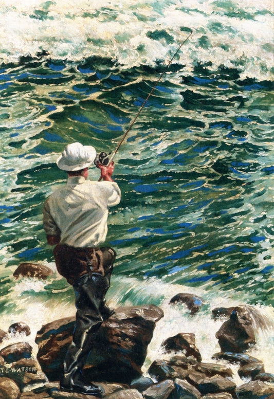 Casting into the Montauk Surf by Henry Sumner (HY) Watson,A3(16x12")Poster
