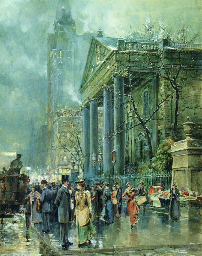 St. Paul's Chapel, vintage artwork by William Louis Sonntag, Sr, 12x8" (A4) Poster