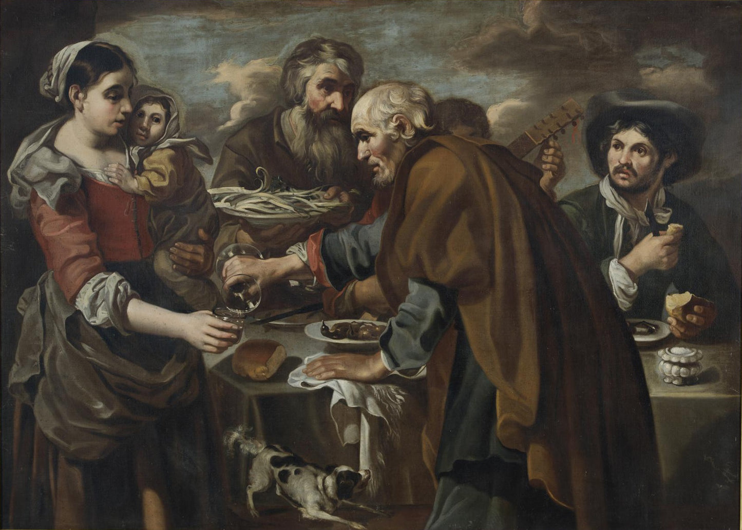 A Roman street scene with peasants eating and drinking, vintage artwork by Eberhart Keilhau, 12x8" (A4) Poster