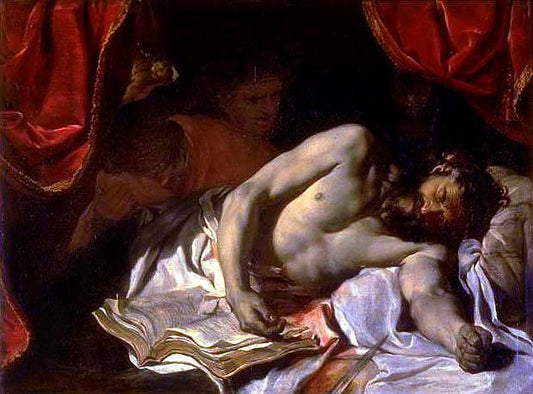 The Death of Cato (first version), vintage artwork by Charles Le Brun, 12x8" (A4) Poster